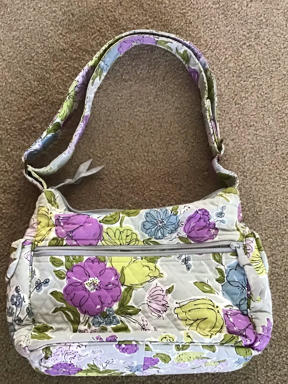 Vera Bradley Sophie shoulder bag features a watercolor floral quilted pattern
